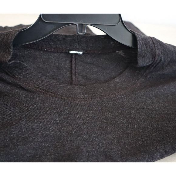 Monrow 119412 Women's Sz Small Black Heather Long Sleeve Crew Neck Tee Shirt - Picture 5 of 6